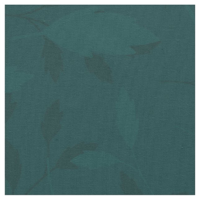 Tecido Padrão contínuo de folhas botânicas em azul-teal e (Detalhe)