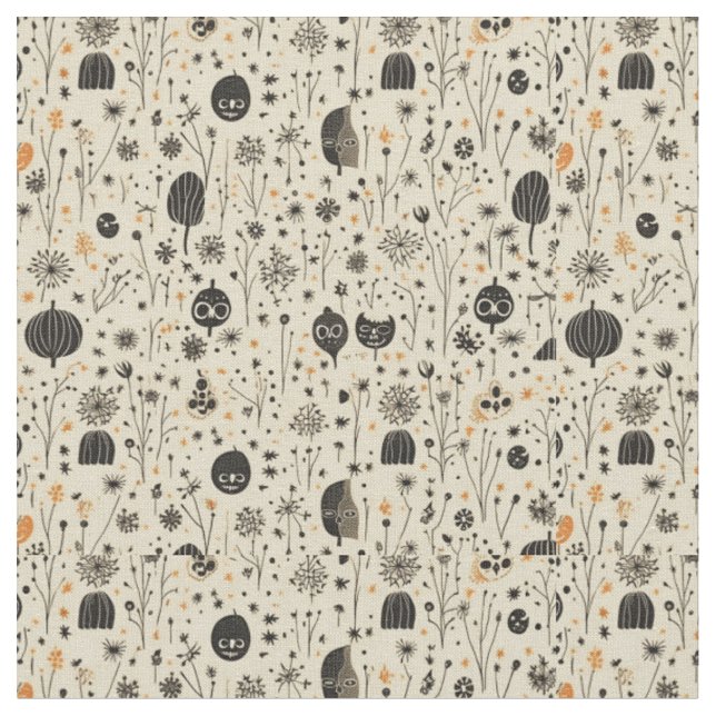 Tecido Padrão contínuo de Halloween Boho (Detalhe)