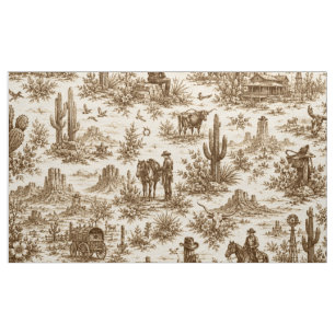 Tecido Padrão contínuo de Toile do Deserto Ocidental Vint