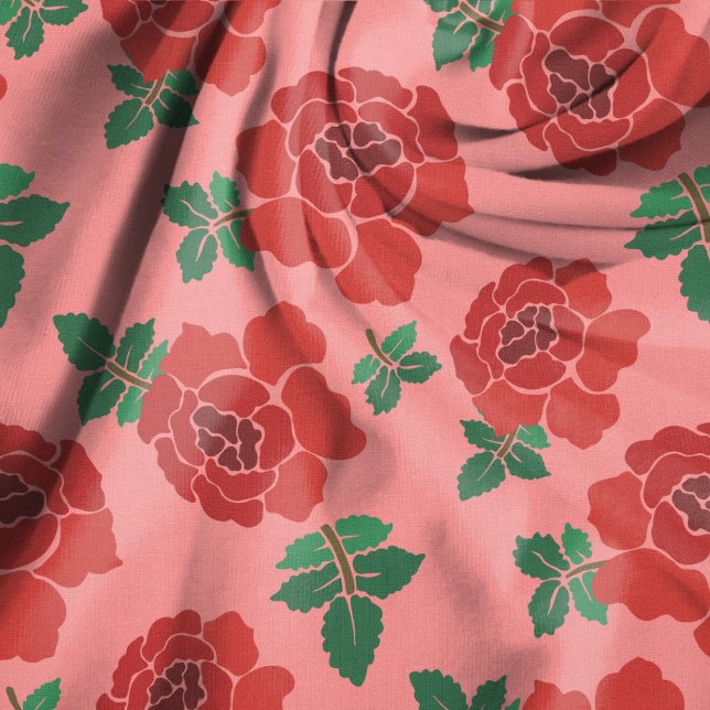 Tecido Padrão contínuo ilustrado de rosas vermelhas (Criador carregado)