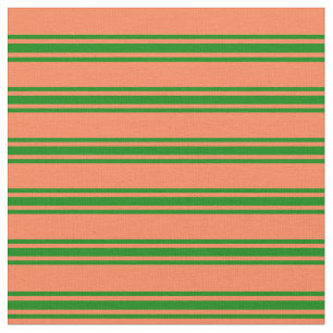 Tecido Padrão Coral & Green Stripes