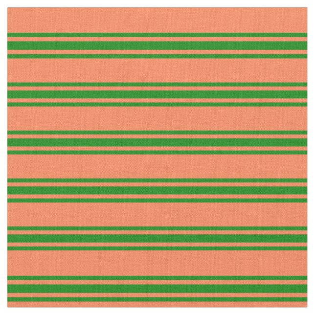 Tecido Padrão Coral & Green Stripes (Detalhe)