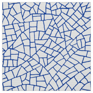 Tecido Padrão Craquelure - Marinho Azul em Branco