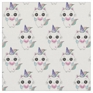 Tecido Padrão Cute Kawaii Caticorn Unicorn