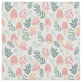 Tecido Padrão da Floresta de Corte Mágica de Cogumelos