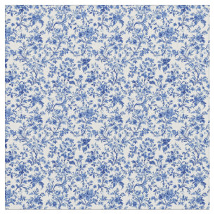 Tecido Padrão da Vinha Floral Azul