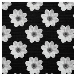 Tecido Padrão Dahlia - Preto e Branco