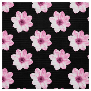 Tecido Padrão Dahlia - Rosa em Preto