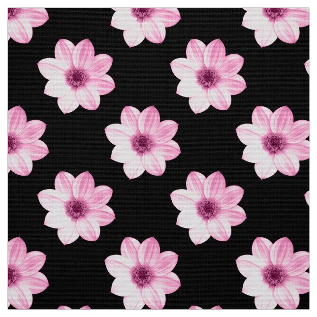Tecido Padrão Dahlia - Rosa em Preto (Modelo)