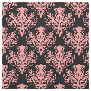 Tecido Padrão Damask 02 - Rosa Suave no Preto