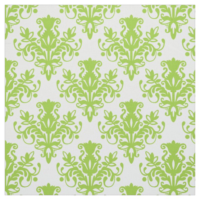 Tecido Padrão Damask 02 - Verde marciano sobre branco (Modelo)