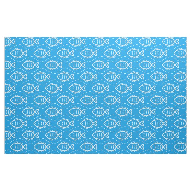 Tecido Padrão das linhas das ondas de peixes no mar ocean (Fat Quarter)