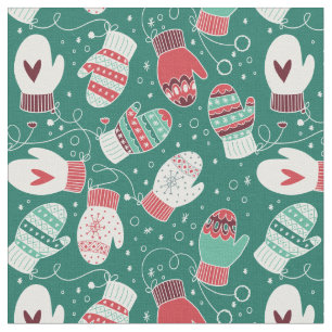 Tecido Padrão das Mittens do Natal do inverno, Verde