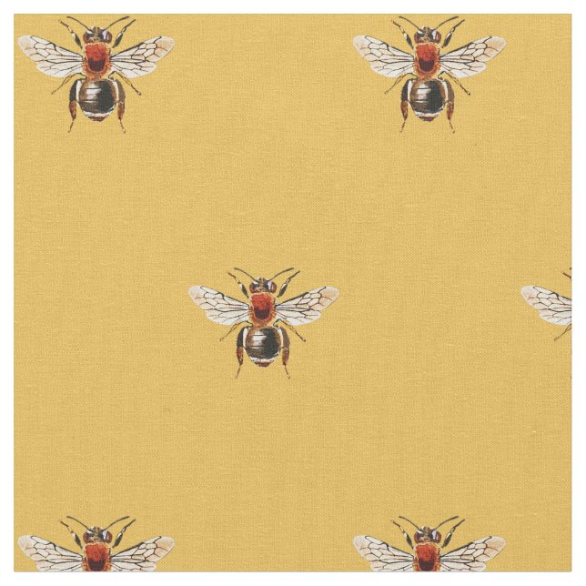 Tecido Padrão de Abelhas Simples e Bonitas em Amarelo (Detalhe)