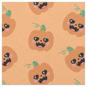 Tecido Padrão de Abóboras Kawaii de Halloween