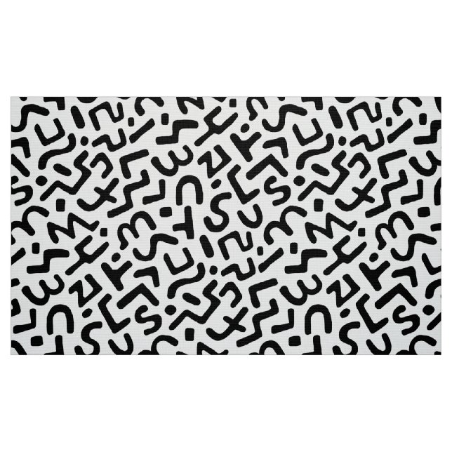 Tecido Padrão de abstrato 170822 - Preto em branco (Fat Quarter)