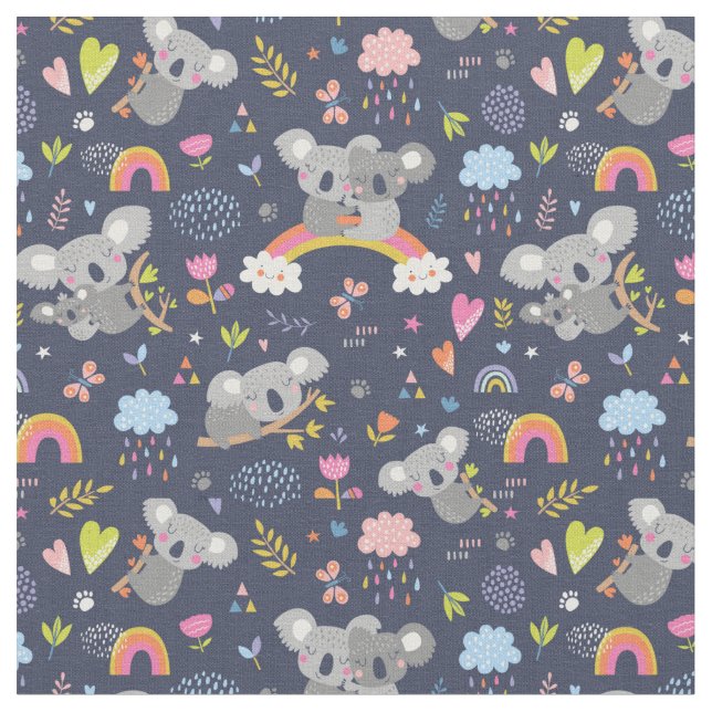 Tecido Padrão de Amor do Koala Rainbow (Detalhe)