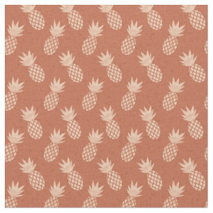 Tecido Padrão de ananás tropical Terracotta e Peach
