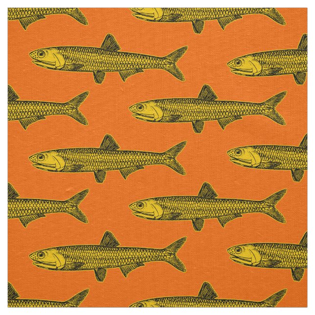 Tecido Padrão de Anchovy - âmbar, preto e laranja (Modelo)