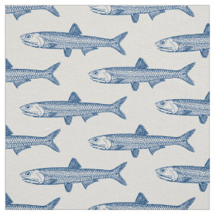 Tecido Padrão de Anchovy - Azul Shibori em Branco