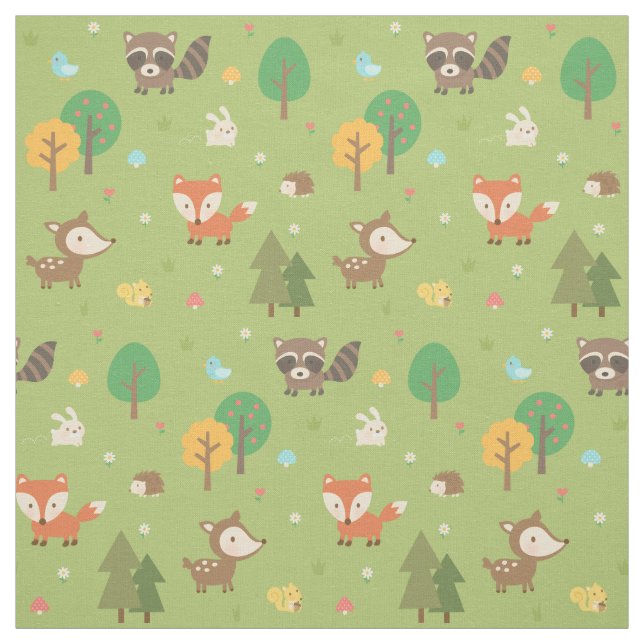 Tecido Padrão de Animais da Floresta Fofa para Crianças (Modelo)