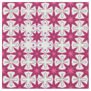 Tecido Padrão de aparência retrorativa rosa e starburst r