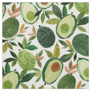 Tecido Padrão de Aquarela Botânica do LOVER AVOCADO