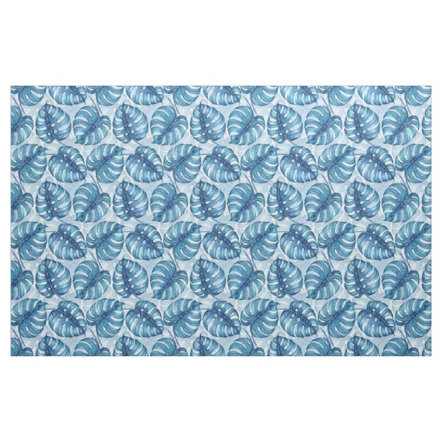 Tecido Padrão de aquarela de Monstera azul (Fat Quarter)