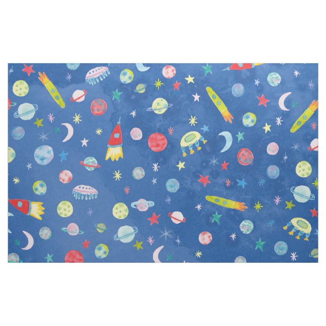 Tecido Padrão de Aquarela de OVNI Universo de Espaço Exte (Fat Quarter)