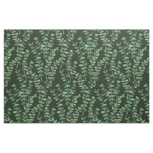 Tecido Padrão de aquarela Eucalyptus em verde escuro