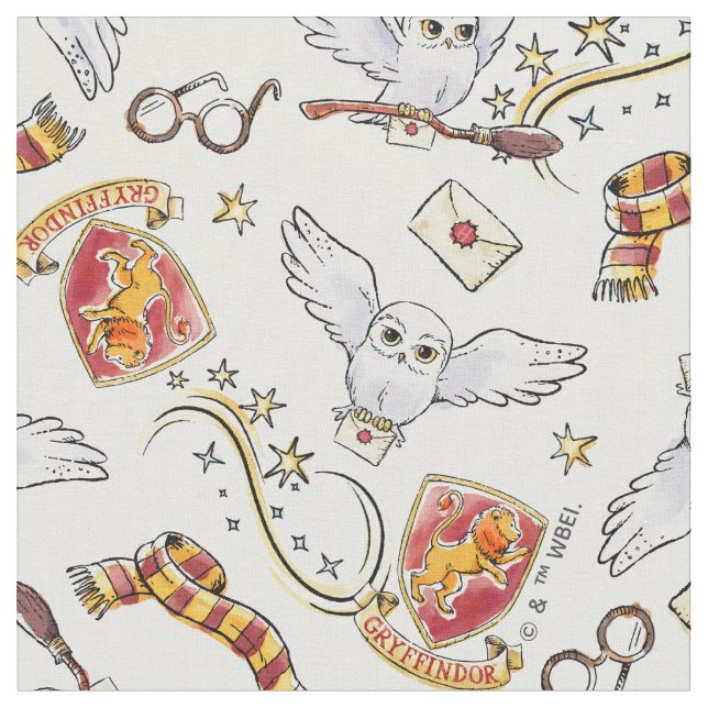 Tecido Padrão de aquarela GRYFFINDOR™ Hedwig (Detalhe)