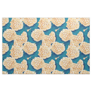 Tecido Padrão de aquarelas Hydrangea, amarelo e azul