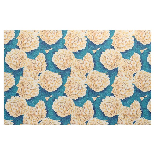 Tecido Padrão de aquarelas Hydrangea, amarelo e azul (Fat Quarter)