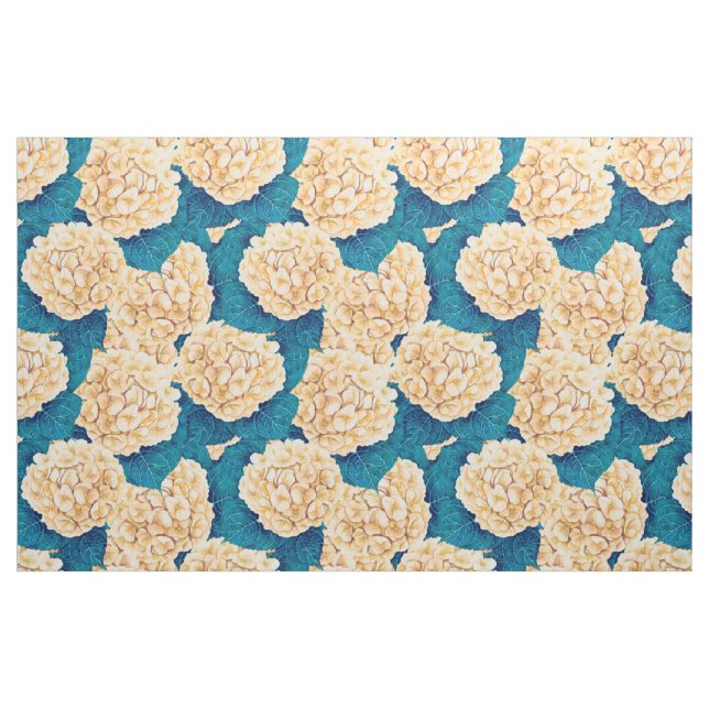 Tecido Padrão de aquarelas Hydrangea, amarelo e azul (Jarda)