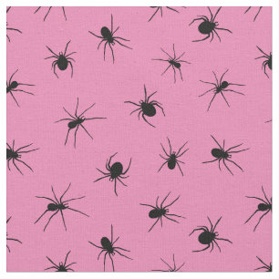 Tecido Padrão de aranha rosa e preto