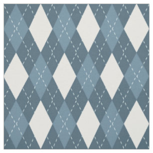 Tecido Padrão de Argyle Azul e Branco
