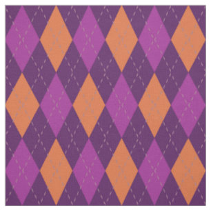 Tecido Padrão de Argyle laranja e roxo