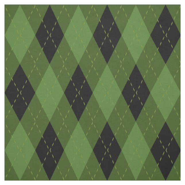 Tecido Padrão de Argyle Preto e Verde (Modelo)