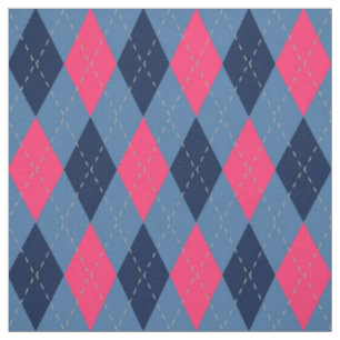 Tecido Padrão de Argyle Rosa e Azul