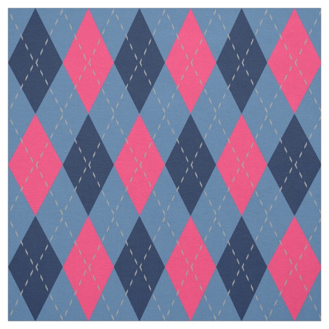 Tecido Padrão de Argyle Rosa e Azul (Modelo)