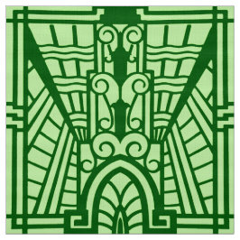 Tecido Padrão de arquitetura deco, verde leve de jade