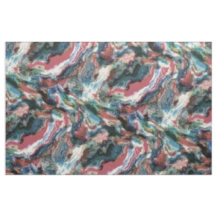 Tecido Padrão de Arranque de Coral Vermelho Coral Azul
