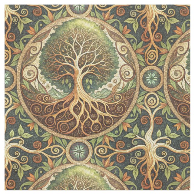 Tecido Padrão de Arte de Design Espiritual Mandala da Árv (Detalhe)