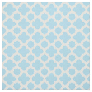 Tecido Padrão de Arte de Quatrefoil Ikat Branco Pastel