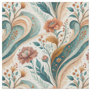 Tecido Padrão de Arte Mural Floral Art Nouveau Vintage