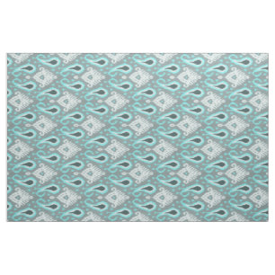 Tecido Padrão de Arte Tribal Bohemian Aqua Turquoise Ika
