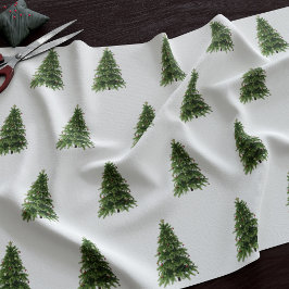 Tecido Padrão de Árvore de Natal Verde da Floresta de inv