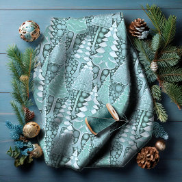 Tecido Padrão de Árvores de Natal Costeiras Estilizadas n