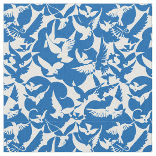 Tecido Padrão de Aves Voadoras Vintage