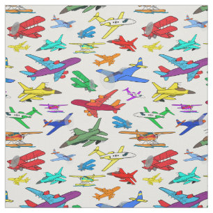 Tecido Padrão de Aviões Coloridos